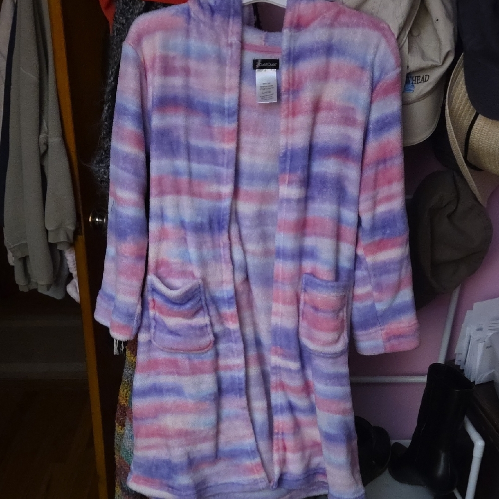 Cuddl Duds Kids Pajama Robe - Pink and Purple Stripes